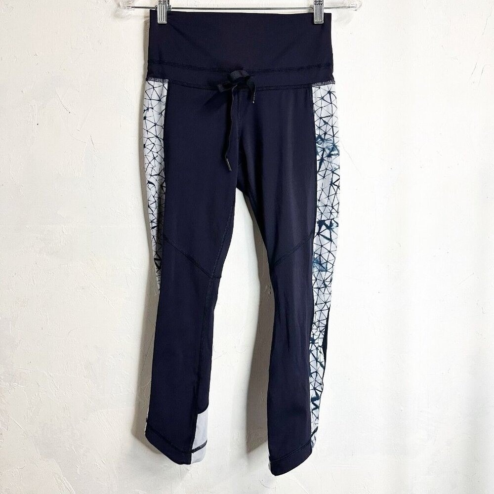 Lululemon Retreat 7/8 Pant Naval Blue Star Crushed Crop Leggings Athletic Gym